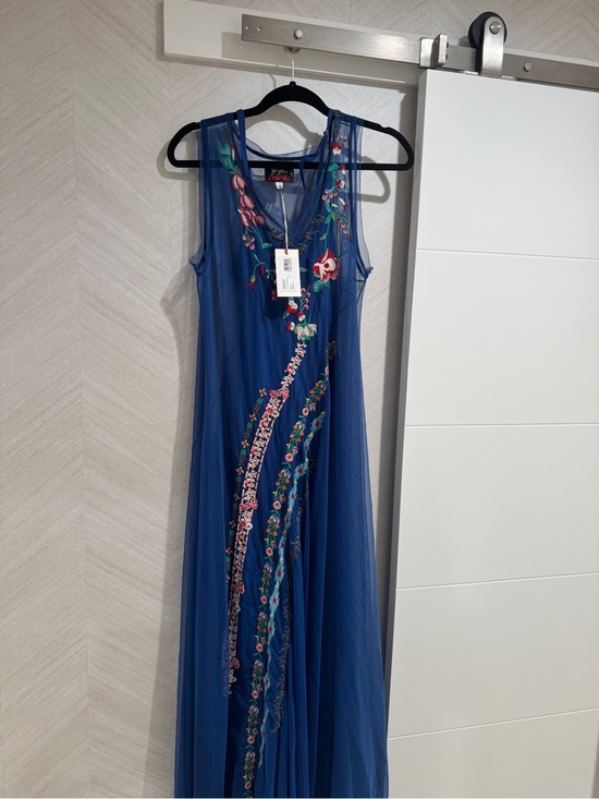 Johnny Was Dresses & Skirts - Johnny Was Blue Embroidered Maxi Dress